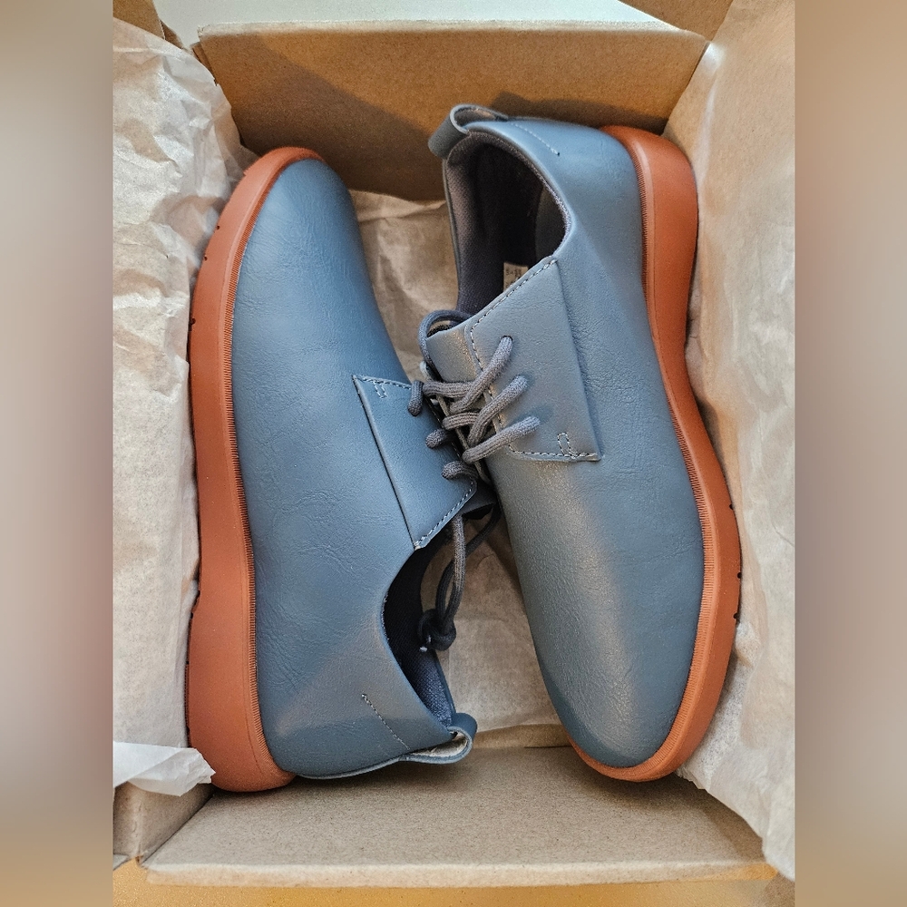 Ponto Footwear - Pacific Womens Leather Oxford Shoes - Slate Blue - Size 7